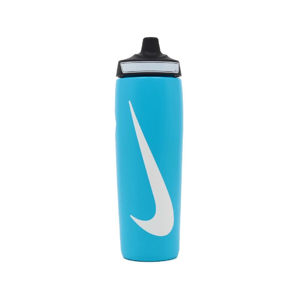 NIKE 耐吉   水壺 Refuel Water Bottle 24 oz 藍 白 可擠壓 單車 運動水壺 N100766642-224