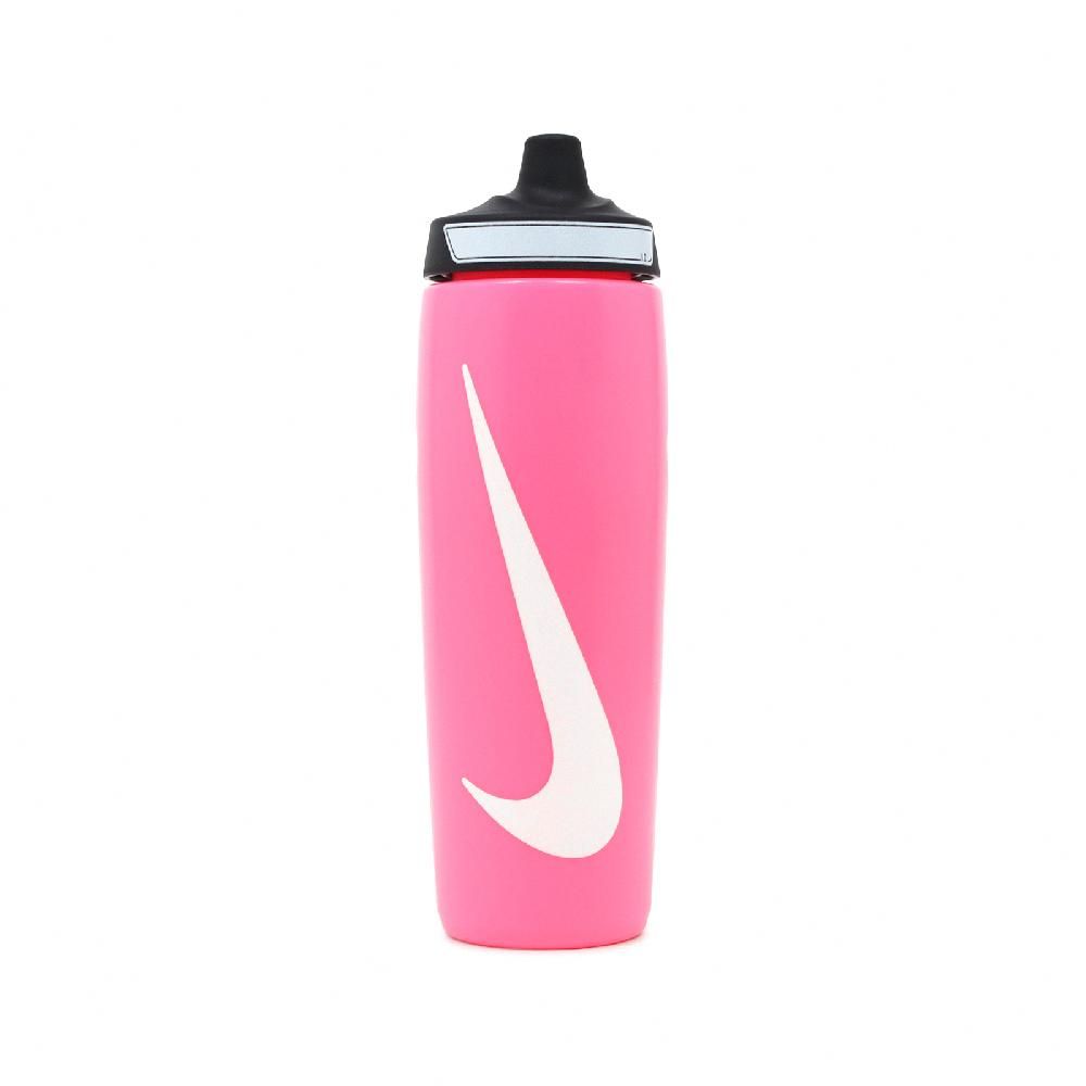 NIKE 耐吉   水壺 Refuel Water Bottle 24 oz 粉 白 可擠壓 單車 運動水壺 N100766663-424