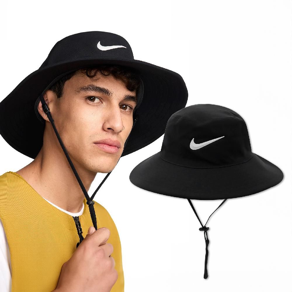 NIKE 耐吉   漁夫帽 Apex Bucket Hat 黑 白 速乾 防曬 可拆繩 帽子 FZ7945-010