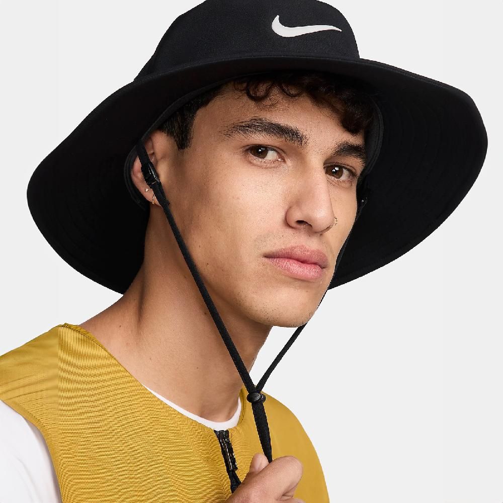 NIKE 耐吉   漁夫帽 Apex Bucket Hat 黑 白 速乾 防曬 可拆繩 帽子 FZ7945-010