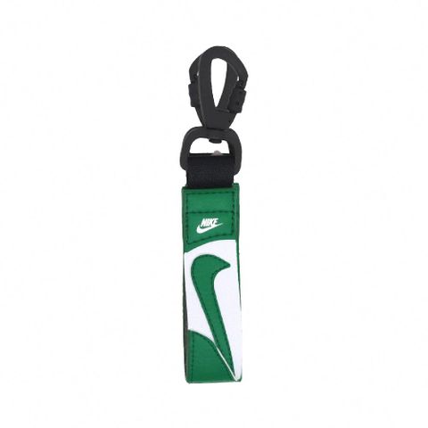 NIKE 耐吉 鑰匙圈 Premium Key Holder 綠 白 皮革 勾勾 荔枝皮 N101104831-1OS