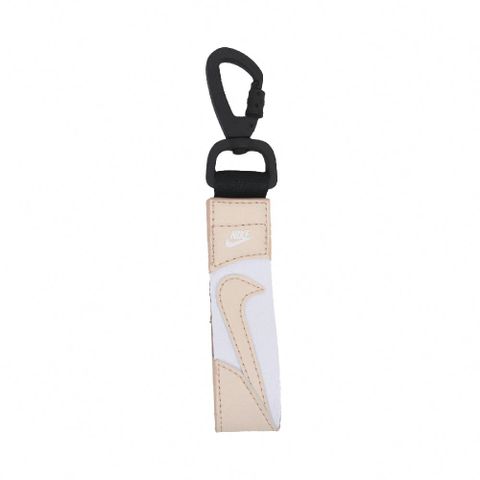 NIKE 耐吉 鑰匙圈 Premium Key Holder 粉橘 白 皮革 勾勾 荔枝皮 N101104880-6OS