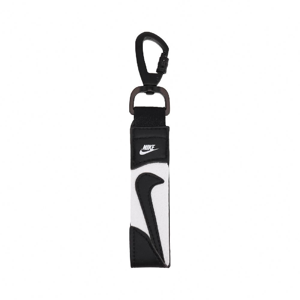 NIKE 耐吉   鑰匙圈 Premium Key Holder 黑 白 皮革 勾勾 荔枝皮 N101104803-6OS