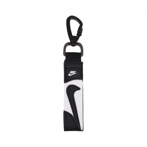 NIKE 耐吉 鑰匙圈 Premium Key Holder 黑 白 皮革 勾勾 荔枝皮 N101104803-6OS