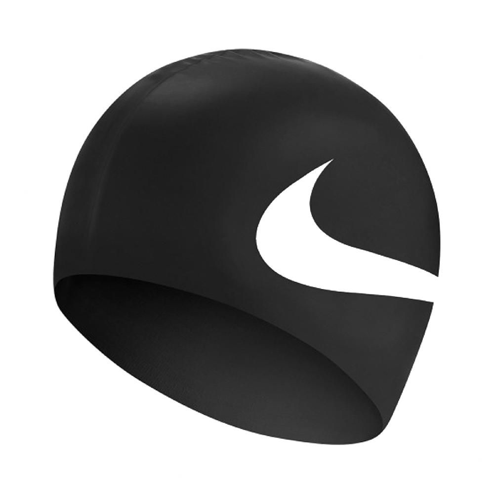 NIKE 耐吉 泳帽 Big Swoosh Swim Cap 大勾勾 游泳池 矽膠 成人 競速 黑 白 NESS8163-001