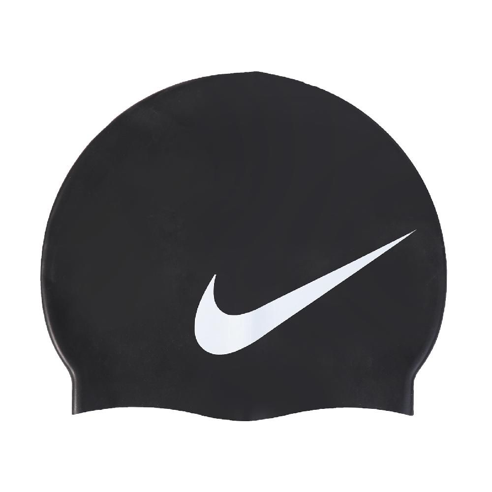 NIKE 耐吉 泳帽 Big Swoosh Swim Cap 大勾勾 游泳池 矽膠 成人 競速 黑 白 NESS8163-001