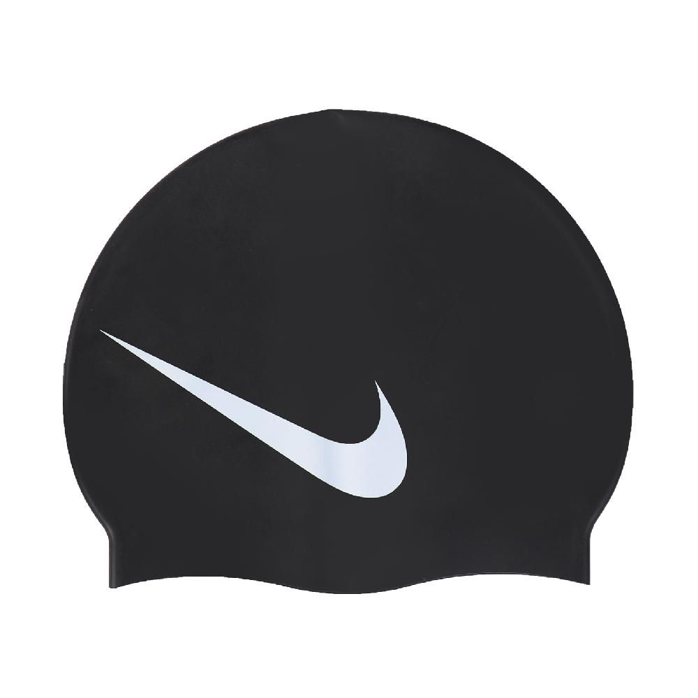 NIKE 耐吉 泳帽 Big Swoosh Swim Cap 大勾勾 游泳池 矽膠 成人 競速 黑 白 NESS8163-001