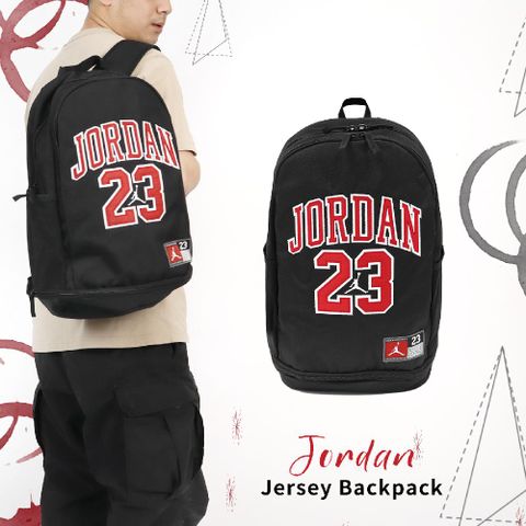 NIKE 耐吉 包包 Jordan Jersey Backpack 男女款 黑 紅 喬丹 後背包 雙肩包  JD2323008GS-001