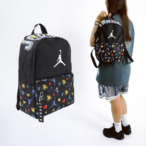 NIKE 耐吉 後背包 Jordan Jumpman Backpack 黑 彩 兒童包 多夾層 書包 雙肩包 背包 JD2433062TD-002