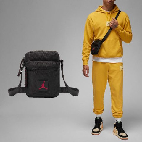 NIKE 耐吉 斜背包 Jordan Rise Shoulder Bag 黑紅 可調背帶 小包 側背包 隨行包 JD2433078AD-001