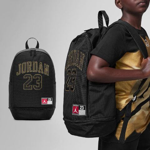 NIKE 耐吉 Nike 耐吉 後背包 Jordan Backpack 黑 金 15吋筆電包 雙肩背 水瓶側袋 多夾層 書包 JD2443007AD-001