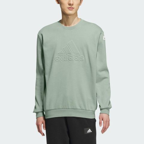 ADIDAS 愛迪達 Adidas ST GFX WM CREW [IK2796] 男 長袖 上衣 亞洲版 運動 休閒 基本款 棉質 舒適 綠