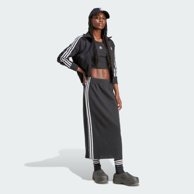 adidas Originals Adidas Knitted Skirt IY7279 女 長裙 運動 復古 三葉草 休閒 修身 簡約 黑白