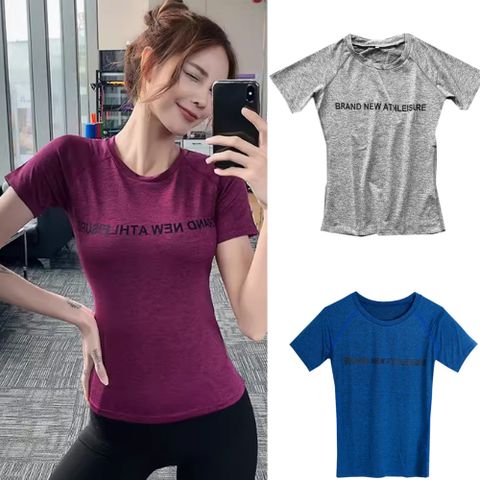 FoxBi.雪花運動衣短袖衣瑜珈路跑(M-XL)