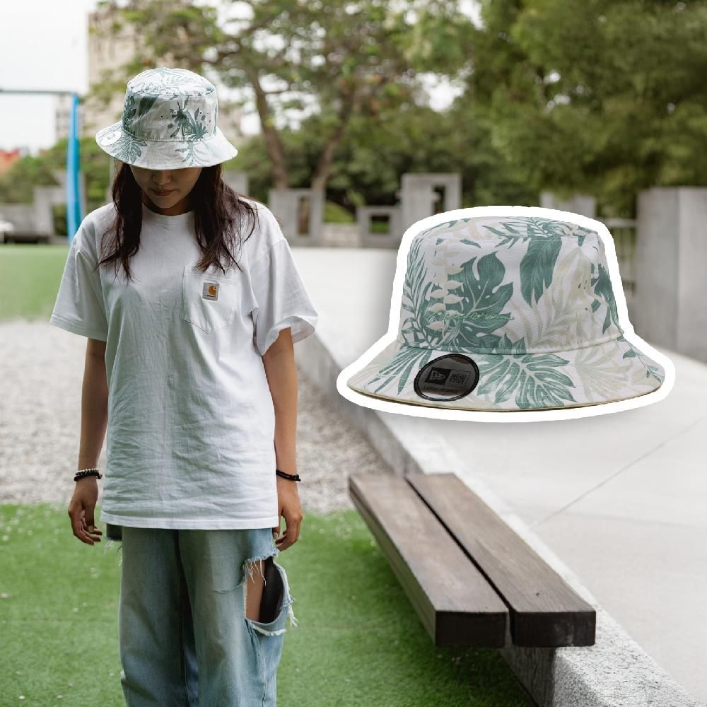 NEW ERA  漁夫帽 Soft Nature Plants 象牙白 綠 刺繡 戶外 中性款 帽子 NE14147954