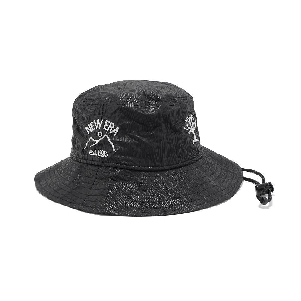 NEW ERA  漁夫帽 Outdoor 黑 白 可拆帽繩 戶外 越野 帽子 NE14327570