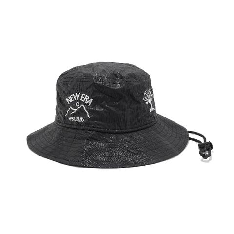 NEW ERA 漁夫帽 Outdoor 黑 白 可拆帽繩 戶外 越野 帽子 NE14327570