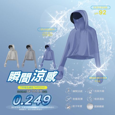 AREX SPORT 瞬間涼爽冰絲透氣防曬帽簷連帽手套冰絲外套