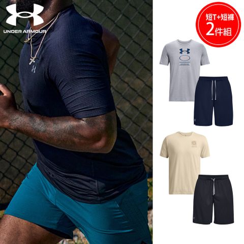 【UNDER ARMOUR】UA 男款 LOGO短T+運動短褲 超值兩件組
