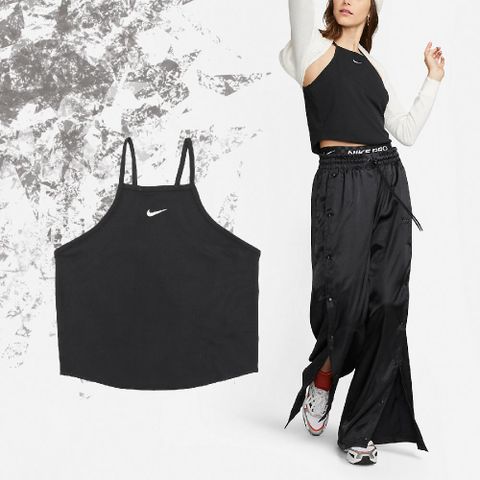 NIKE 耐吉 背心 NSW Essentials Ribbed Tank Top 女款 黑 無袖 緊身 細肩帶 DV7961-010