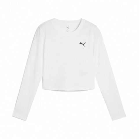 PUMA 彪馬 長袖 WARDROBE ESS Baby 女款 白 黑 短版 修身 長T 62976102