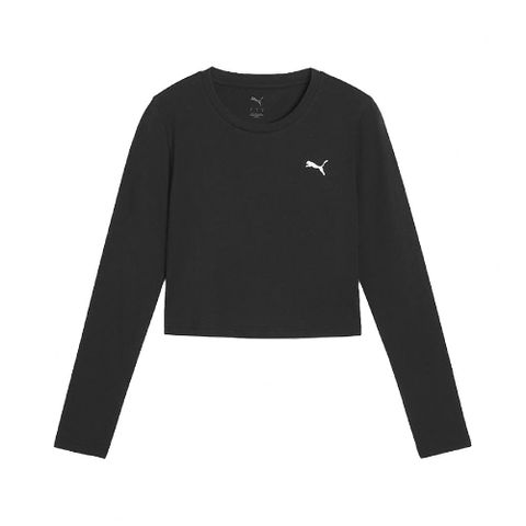 PUMA 彪馬 長袖 WARDROBE ESS Baby 女款 黑 修身 短版 圓領 長T 62976101