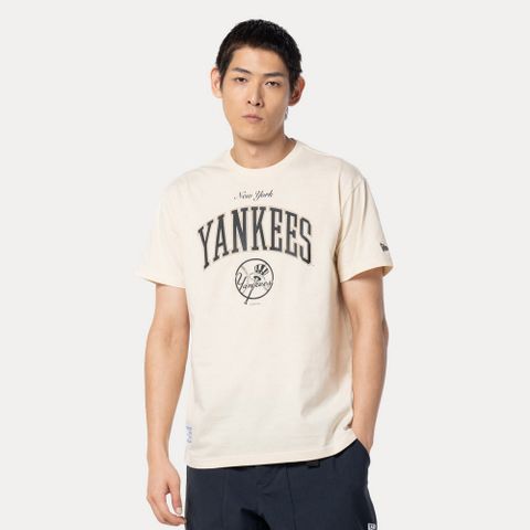 【NEW ERA】短袖Tee ESSENTIAL 紐約洋基 奶油 男女款 -NE14148891