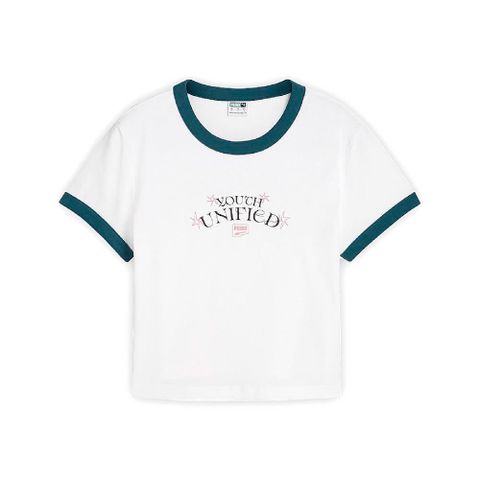 PUMA 彪馬 短袖 DOWNTOWN Graphic Baby Tee 女款 白 藍 短版 合身短T 62665402