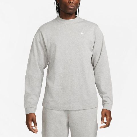 長袖 Solo Swoosh Shirts 男款 淺灰 白 落肩 寬鬆 重磅 刺繡LOGO 小勾 DX0885-063