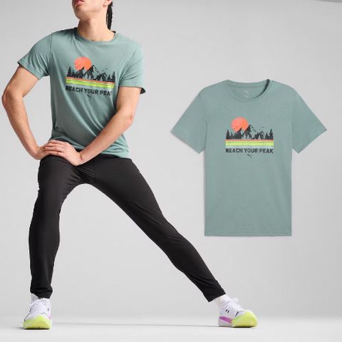 上衣 Running Outdoors 男款 綠 圖騰 跑步系列 戶外 短T 短袖 52659830