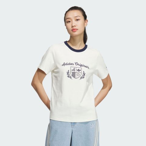 adidas 愛迪達 Adidas Cc Ss Tee W JM8009 女 T恤 運動上衣 休閒短袖 白 深藍 亞版
