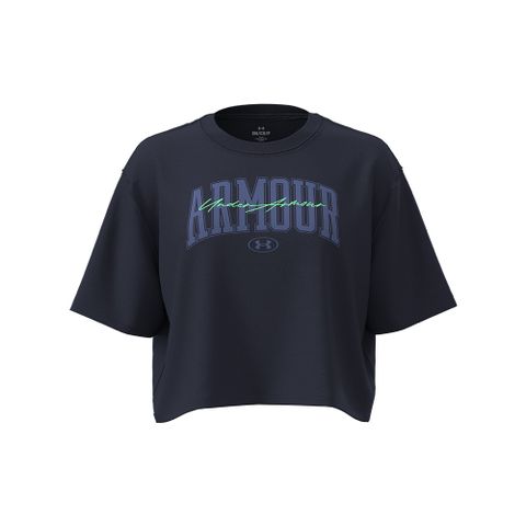 【UNDER ARMOUR】UA 女 Script Boxy 短版T-shirt