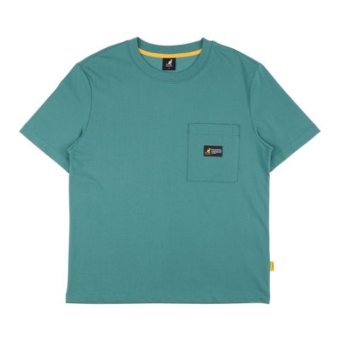 【KANGOL】落肩口袋印花棉T 短袖上衣 男女 綠色-6425100570