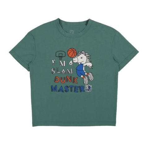【NBA】中性童寬版印花T_獨行俠隊 短袖上衣 中大童 綠色-3526100972