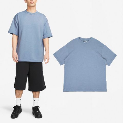短袖 NSW Circa 男款 藍 寬鬆 毛圈布 短T DX0188-493