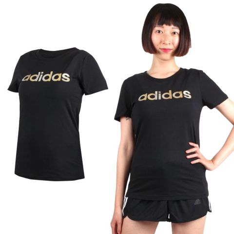 ADIDAS GFX SS T LINEAR 休閒 女款 黑金