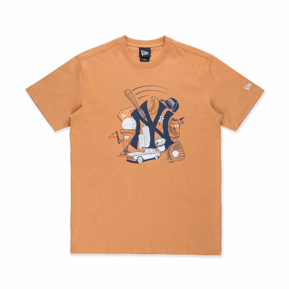 NEW ERA 男女款短袖上衣MLB GRAPHIC 紐約洋基大地咖_NE14500125