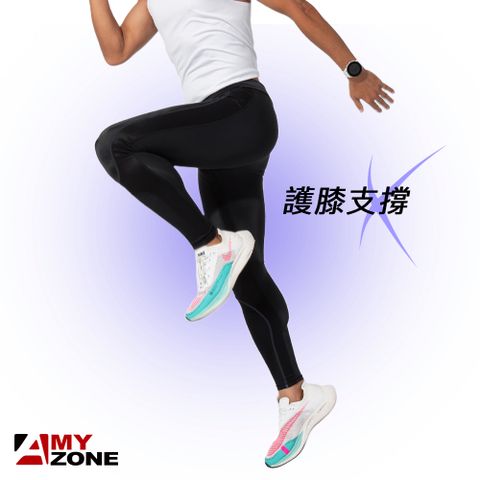 A-MYZONE 男款 高彈性萊卡護膝壓力褲 2代 側邊口袋設計