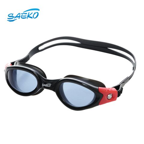 【SAEKO】台灣精品泳鏡 曲面180度全景大廣角泳鏡 3D服貼眼罩 黑紅 S50_BK-RD