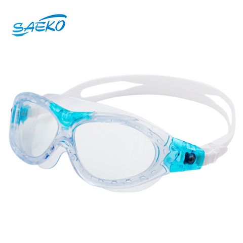 【SAEKO】兒童泳鏡 水上活動 水上運動 戶外水域 適用 超大鏡面廣角泳鏡 透明藍 K7_TR-BL