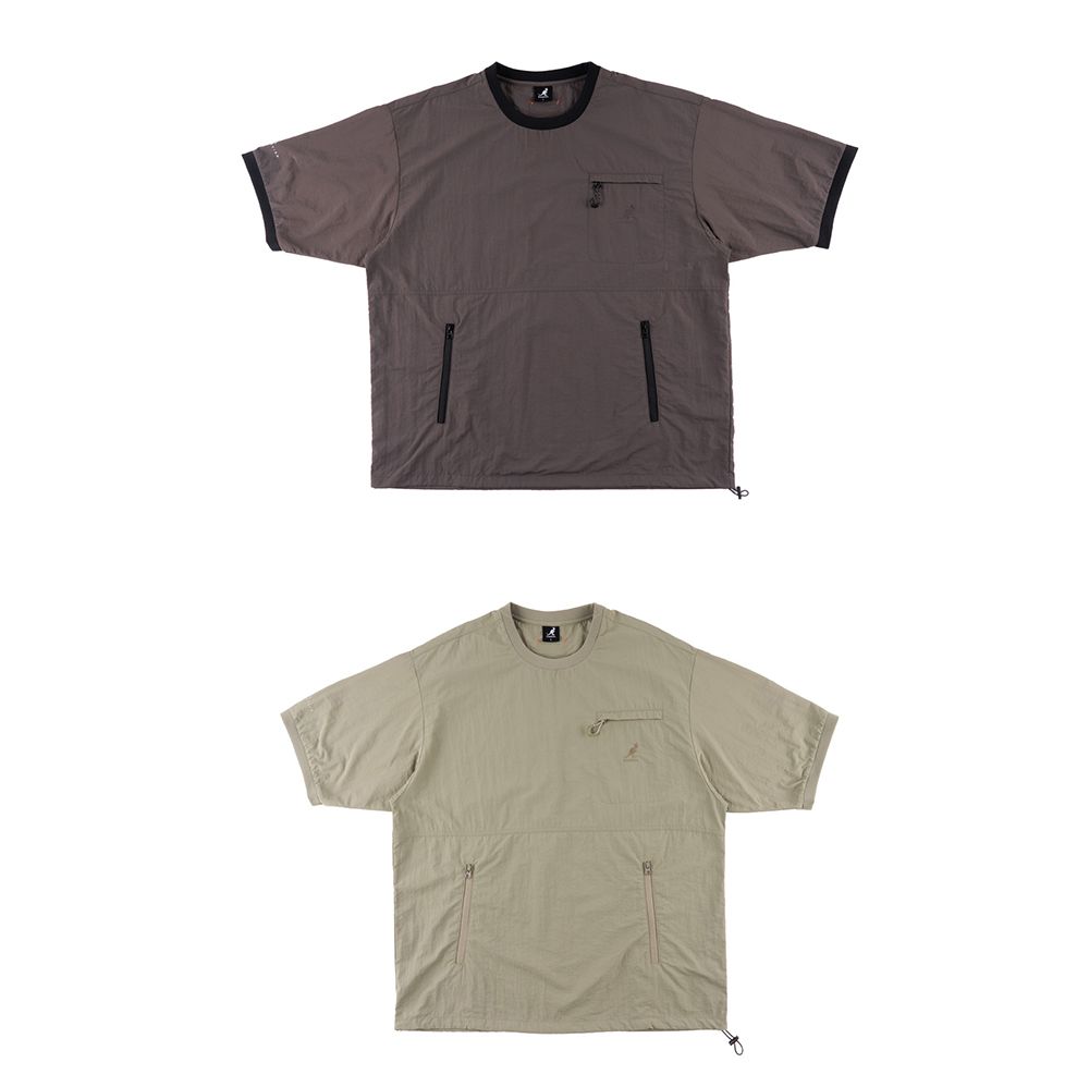KANGOL  短袖 短T 咖啡 淺綠 滑面 防風 袋鼠 上衣 中性 63251013-