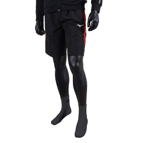 Mizuno Shorts [32TB105296] 男 短褲 運動 休閒 舒適 透氣 抗紫外線 拉鍊口袋 黑紅
