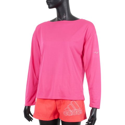 Mizuno T Shirt [32TA073465] 女 長袖 T恤 進口 發熱材質 舒適 運動 休閒 桃紅