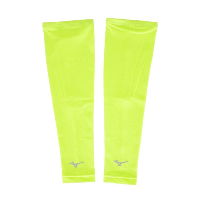 MIZUNO 美津濃  ARM Guard [32TY8G0136] 臂套 袖套 運動 工作 吸汗 快乾 防曬 輕薄 2入 瑩黃