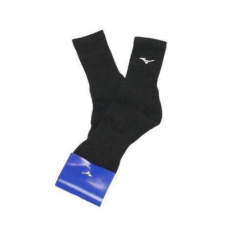 MIZUNO 美津濃 襪子 Crew Socks 黑 白 長襪 黑襪 中筒襪 運動 休閒 32TXA603-91