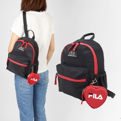 Fila 斐樂 後背小包 Backpack 女款 兒童款 黑 紅 愛心小包 雙肩背 小包 BPY9003BK