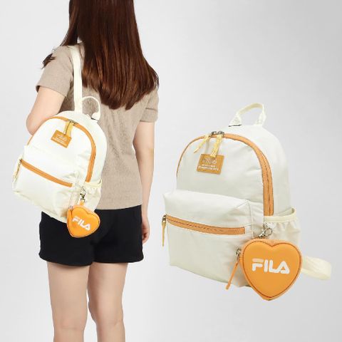 Fila 斐樂 後背小包 Backpack 女款 兒童款 米白 黃 愛心小包 雙肩背 小包 BPY9003IV