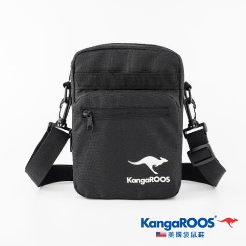【KangaROOS 美國袋鼠鞋】中性 男女款 多功能側背包 小方包 斜側背包 (黑-KA23760)