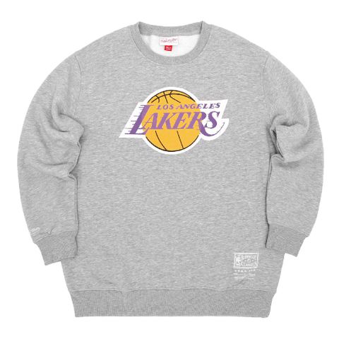 Mitchell &amp; Ness 長袖 NBA 男款 灰 Lakers 洛杉磯湖人 大學T 內刷毛 MNCR001LALG