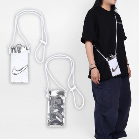 NIKE 耐吉 手機斜背包 Premium Phone Crossbody Bag 白 銀 可觸控 可調背帶 小包 隨行包 手機包 N101198401-3OS